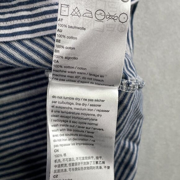 WeSC Shirt Mens X-Large Blue White Striped Doug Pocket Crewneck Tee Short Sleeve - Picture 7 of 8